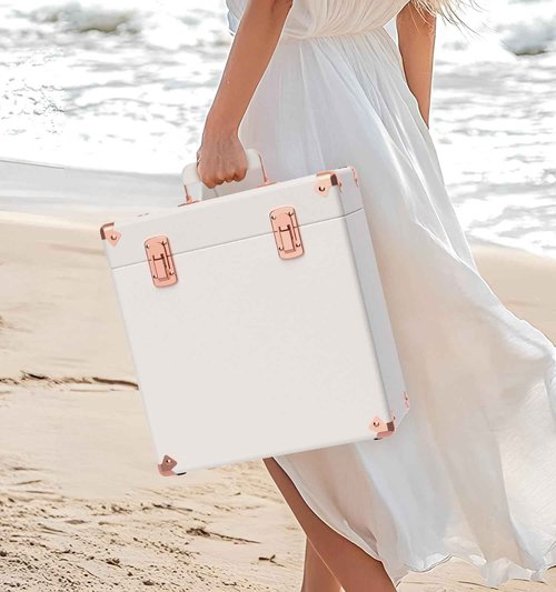 Vinyl Storage and Carrying Case - Waterproof LP Caddy, Dustproof Portable Organizer, Collector's Showcase - Holds 50 7-12 Inch Records - Ideal for Theater Rooms and Rare Collections