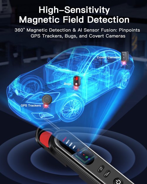 Lonazhna 2025 6-in-1 Hidden Camera Detectors, Advanced Camera Detector, GPS Tracker Detector, 6 Mode shidden Bug and Camera Detector for Travel, Car, Bathroom,Office, Hotel