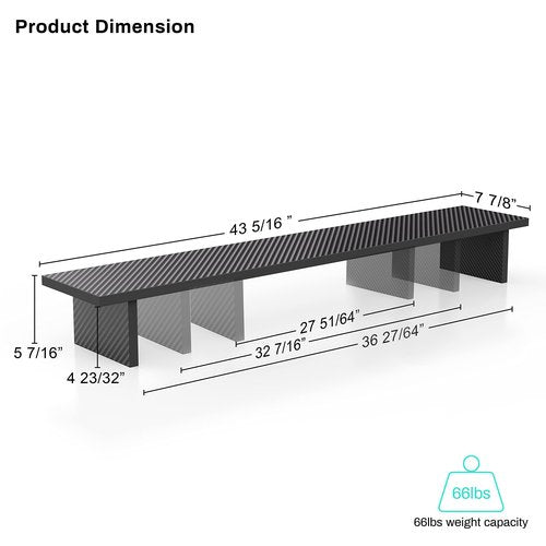 EUREKA ERGONOMIC Dual Monitor Stand - Adjustable Legs, Dual Monitor Riser, Carbon Fiber Computer Monitor Stand, Desktop Organizer, Monitor Stand Riser for PC, Computer, Laptop (Black)