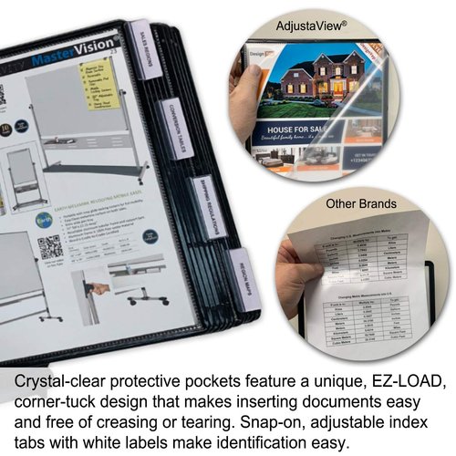 Ultimate Office AdjustaView 10-Pocket Desk Reference Organizer Add-On with Easy-Load Pockets (Add-On Module Only), Black Pockets