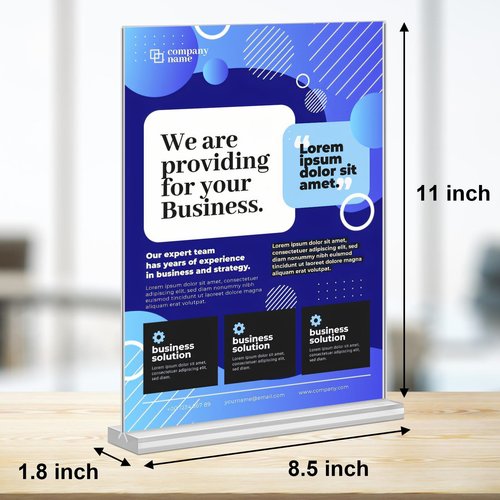 Acrylic Sign Holder 8.5 x 11,10 Pack Clear Sign Holder Double Sided Table Menu Vertical Desktop Display Stand Paper Flyer Holder Tabletop Sign Holder Suitable for Restaurants, Office, Store, Hotels