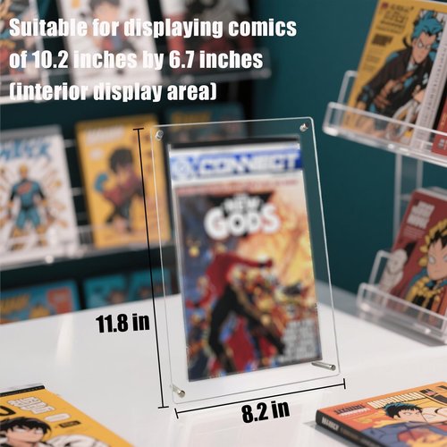WEIMINLI 2-Pack Acrylic Comic Book Frame Set - Single Comic Book Frame & Wall Display (10.2x6.7in) - High Clarity Comic Book Holder, Protector & Top Loader Case