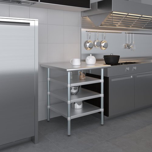 AmGood 30 in. x 30 in. Stainless Steel Work Table with Three Bottom Shelves | NSF Kitchen Prep Table | Utitly Metal Table
