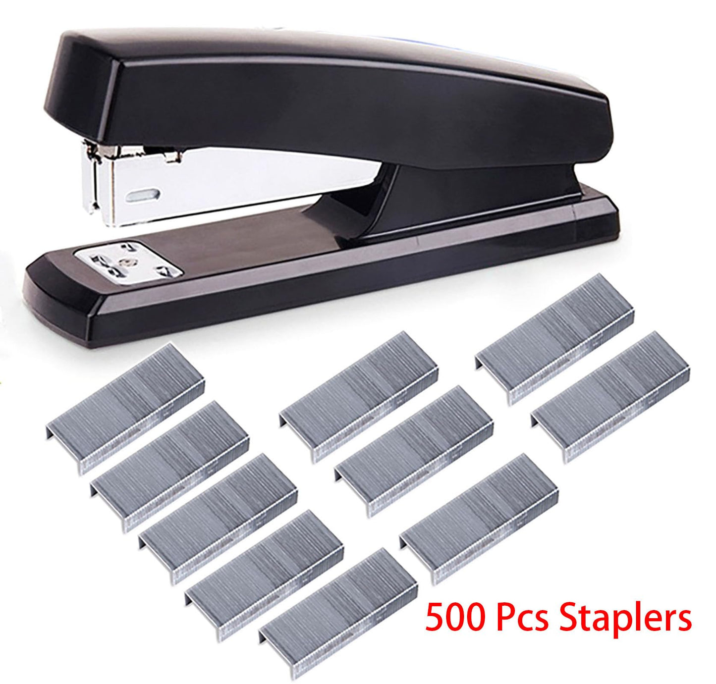Labor Saving Black Desktop Staple, 4.8 Inch Stapler with 500 Pcs No.12 Staples for 20 Sheets Capacity (Black)