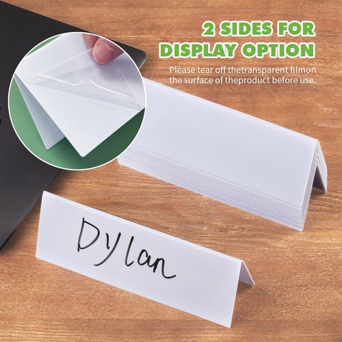 Dry Erase Name Tents by [Brand Name] - 24 Reusable Table Cards 8.75” x 3” with Markers & Erasers | Perfect for Meetings & Classes