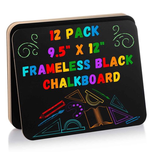 Humyoun 12 Pcs Chalk Board 9.5" x 12" Frameless Chalkboard for Kids Mini Wooden Chalk Board Small Chalkboard Signs Student School Supplies for Kids Classroom Home Office Restaurant