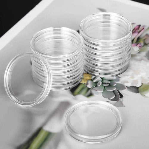 Silver Dollar Coin Case Holder for Collectors 40.6mm Silver Bar Plastic Round Coin Capsules Covers with Storage Organizer Box for Silver Bar Coin Collection Supplies (300)