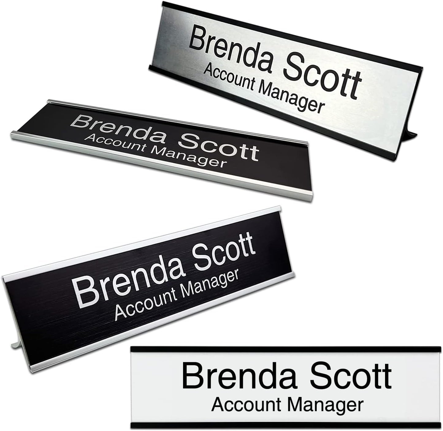 Skiennix Personalized Aluminum Name Plates - Custom Desk or Wall Plates | Two Lines of Text, 3 Color Options