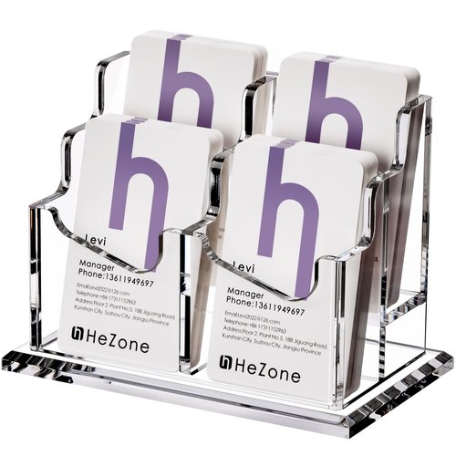 Business Card Holder Vertical Business Card Display for Desk 4 Slot Acrylic Cards Stand for Women and Men (4 Slot Vertical)