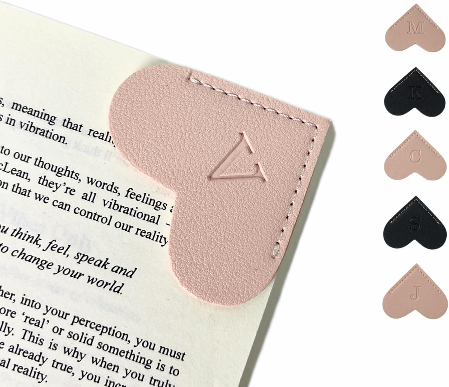 Skiennix Personalized Leather Bookmarks - Unique Heart Design for Women, Students & Book Lovers (Pink, V)