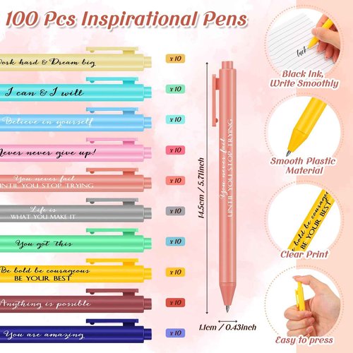 Colarr 200 Pcs/100 Sets Christmas Positive Affirmation Gifts Inspirational Mini Rainbow Notebook with Pen Employee Appreciation Gifts Bulk for Women Men Coworkers School Prizes Office Supplies