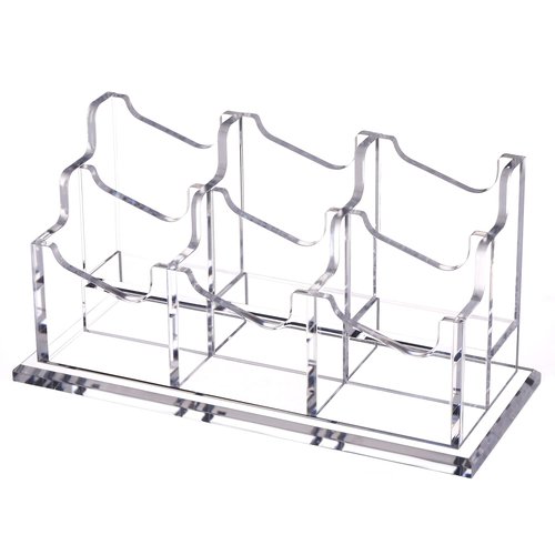 YUXUN Business Card Holder Display for Desk, Multiple Vertical Cards Stand, 6 Slots Clear Acrylic Business Card Case for Women and Men (6 Slot V)
