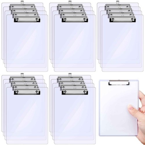 Epakh 20 Pcs Mini Clipboard Small Clear Plastic Clipboard with Low Profile Clip for Small Notepads(4 x 6 Inch)