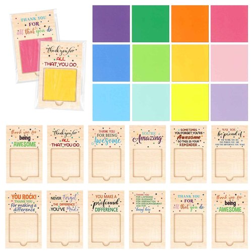 Motipuns 72 Pcs Christmas Employee Appreciation Gifts Inspirational Sticky Notes Pad Holder Teacher Appreciation Christmas Thank You Gifts for Coworker Staff Sticky Note Holders Opp Bags (Light Color)