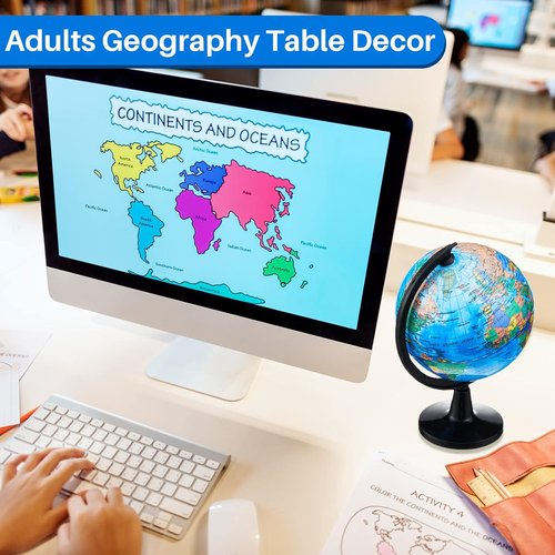 Henoyso 6 Pcs Mini World Globe Set - 4.6'' Educational Rotating Earth Globes with Black Stand | Perfect Graduation Gift for Kids