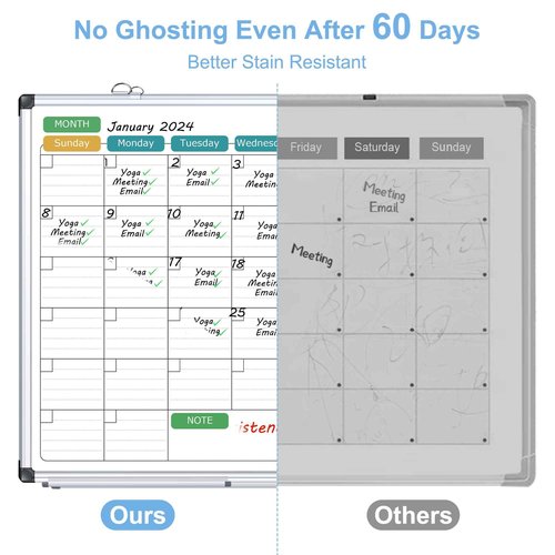 ARCOBIS Dry Erase Calendar for Wall, 36" x 24" Magnetic Monthly Whiteboard Calendar, Large White Board with Pen Tray for Home, Office, School