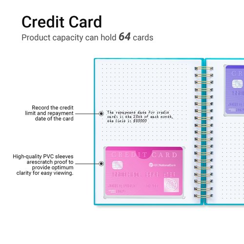 Onesky 2Pcs Business Card Organizer, Credit Card Organizer, Large Notes Area for You to Record any Information about the Card, Suitable for Business/Credit/Gift Cards, Capacity:128 Cards(GREEN+ BLACK)