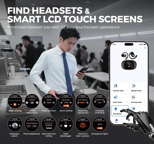 AI Translation Earbuds Real Time, Adjustable OWS Ear Translator Device for 139 Languages BT 5.4 LCD Touch Screen Audifonos Traductores Inglés Español for Travel Business Learning(White)