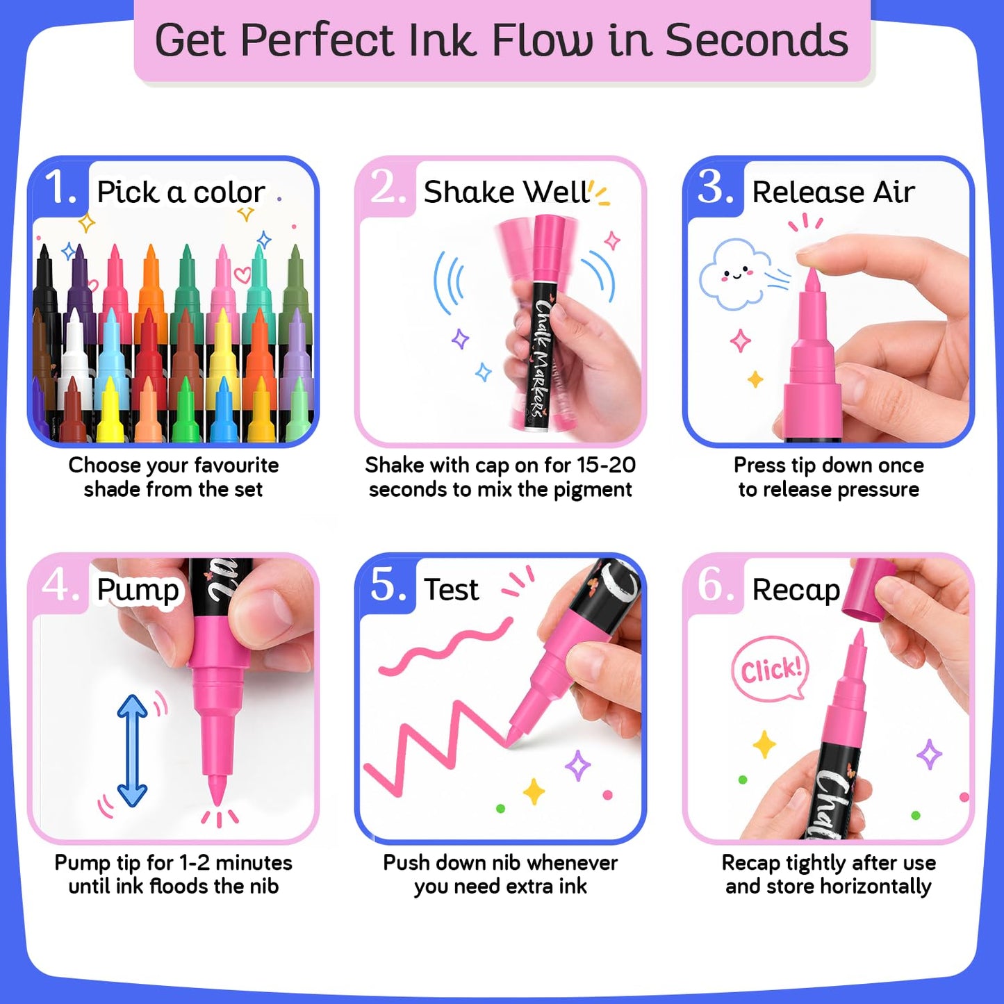 Extra Fine Tip Liquid Chalk Markers for Blackboard (30 Pack 1mm) Pastel + Neon Chalk Pens - Erasable Dry Erase Marker for Chalkboard, Blackboards, Window, Bistro, Car - Fine Tip Chalkboard Markers