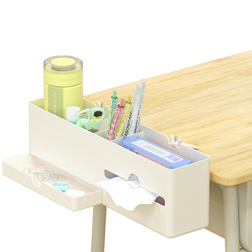 Desk Side Storage Organizer, Desk Cup Holder, No Drill Pen/Pencil/Phone Holder with Hanging Under Table, Clamp On Desktop Side, Stationery Organization Accessories for Home Office(L-size)