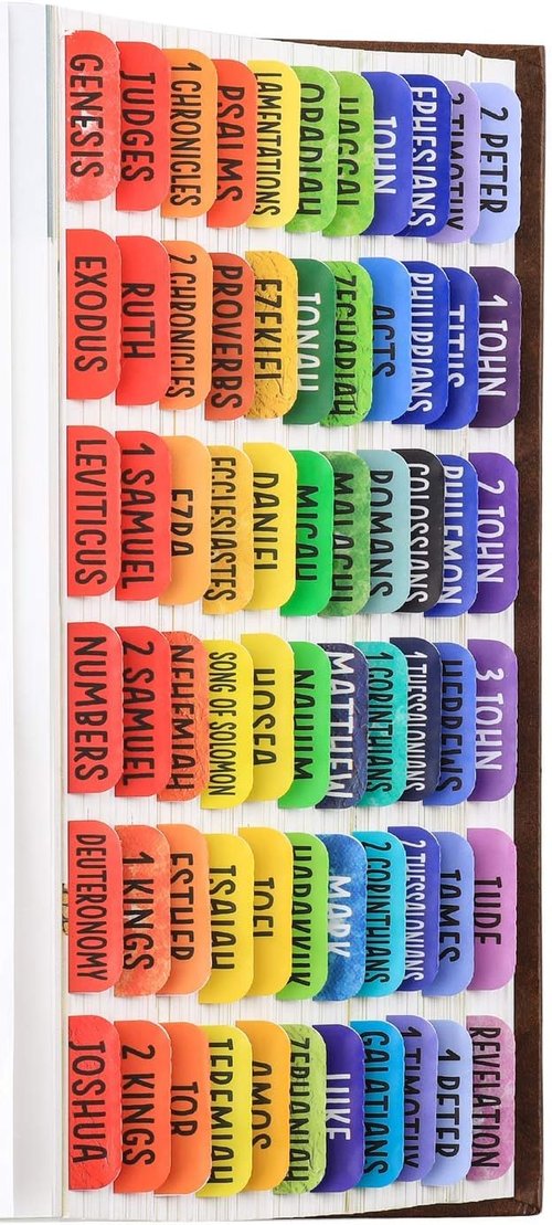 Rainbow Bible Tabs - Large Print Index Tabs for Women & Girls | 90 Total Tabs for Old & New Testament