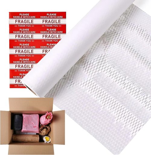 Honeycomb Packing Paper - 12" x 100' Eco-Friendly Cushioning Wrap for Moving & Shipping | Recyclable White