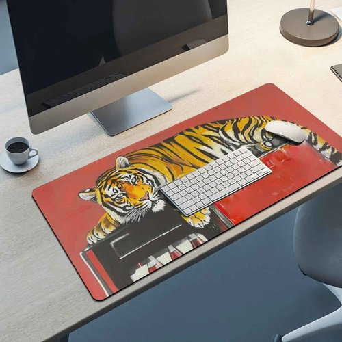PailailaiNest Tiger Large Mouse Pad Mousepad Funny Retro Red Animal Mouse Pad Desk Pad Mat Desk Mat for Keyboard Computer Pad for Gaming Home Office Supplies 40x90cm