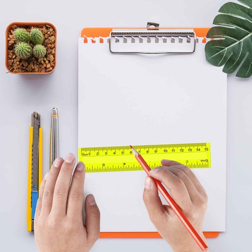 Harloon 288 Pack Clear Color Plastic Rulers 6 Inch Transparent Colorful Ruler with Inches and Centimeters 8 Colors Metric Bulk for Kids School Home Office