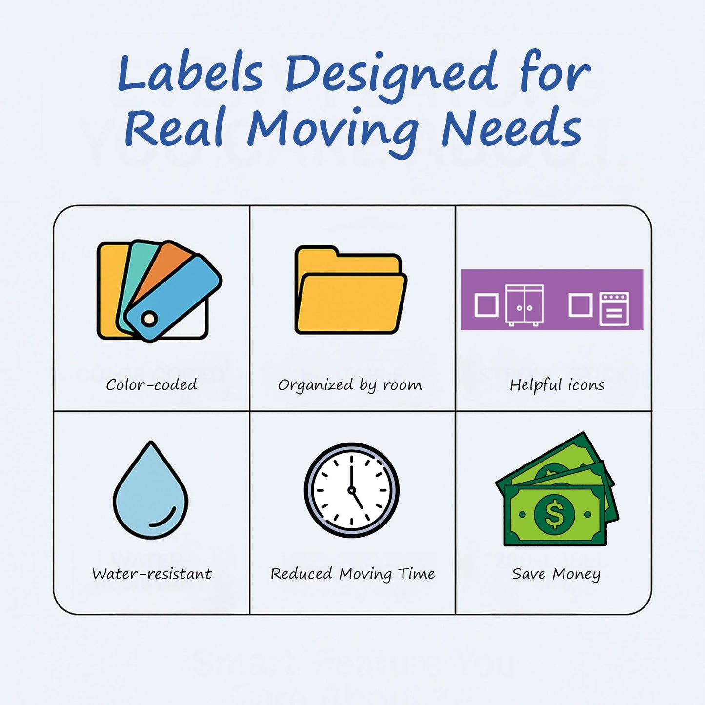 600 Home Moving Labels for 3 Bedroom House — 12 Color-Coded Room Labels (50 Each) + Fragile Stickers for Moving Boxes, Supplies, Wardrobe Boxes, Apartment Moves