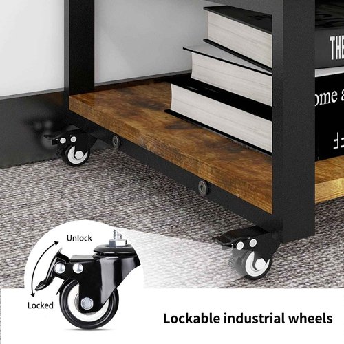 Natwind 2 Tier Laser Printer Stand,23.6''x23.6''x12.6'' Large Printer Table Copier Stand,Heavy Duty Rolling Printer Cart with Wheels for Home Office (Retro)