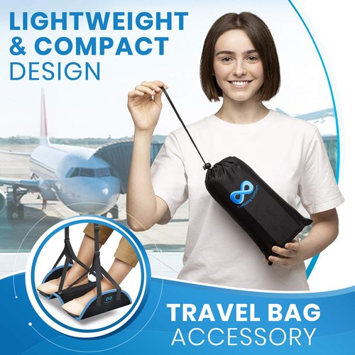 Everlasting Comfort Foot Rest Pillow Under Desk & Airplane Foot Rest - Elevate Your Flight and Enjoy Work - All-Day Pain Relief and Leg Support - Home Office, Gaming Accessories (Black)