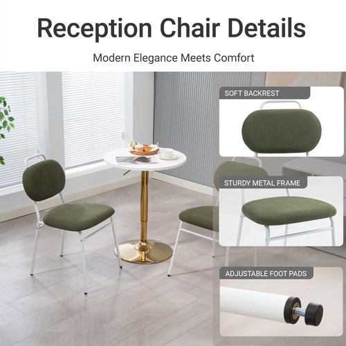Sidanli Waiting Room Chairs, Armless Chairs Set of 4 with Thick Padded and Back Support for Office Conference School, Green