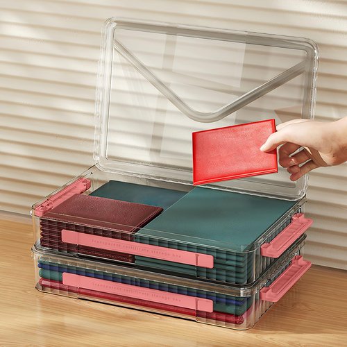 Marte Vanci Plastic Storage Bin with Lid Portable Project Case with Handle Clear Storage Box Transparent File Document Protector Stackable Container for A4 Letter Paper Photo Crafts Scrapbook