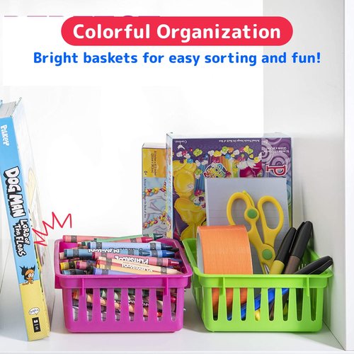 PREXTEX Classroom Storage Baskets - Crayon and Pencil Container - Organization Holder - Shelf & Desk Organizer for Classrooms, Office, Small Desk, and Toy Storage