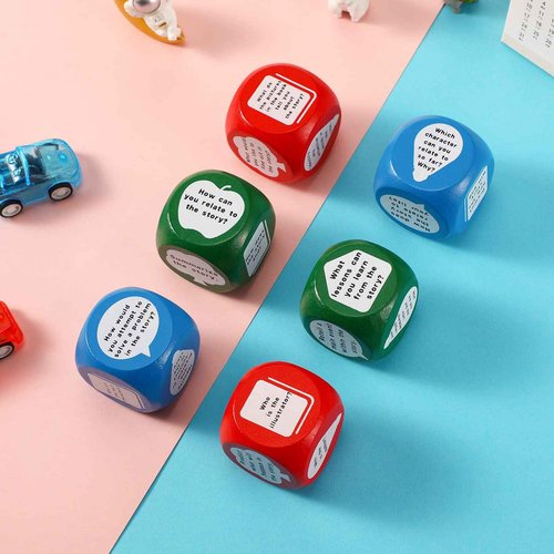 48pcs Reading Comprehension Cubes 3 Colored Language Reading Manipulatives Learning Cube Question Dice Tools for Elementary School Classroom Kids Teacher Teaching Supplies