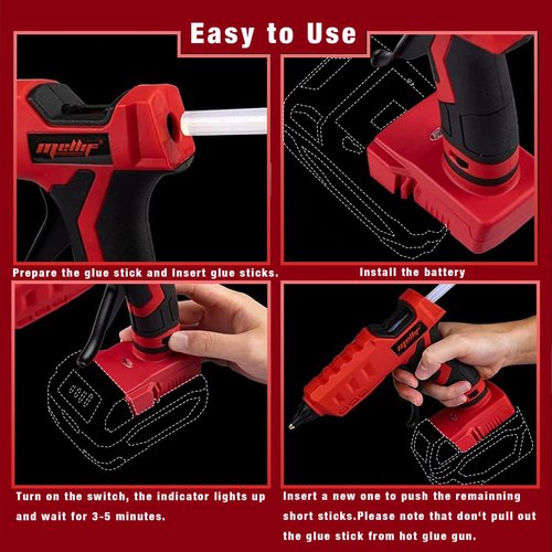 Cordless Hot Glue Gun Compatible with Milwaukee 18V Battery, Mellif Handheld Electric Power Glue Gun Full Size for Arts & Crafts & DIY with 20 0.43" Glue Sticks (Tool Only)