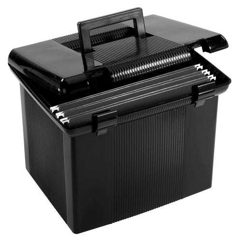 Pendaflex Portable File Boxes with File Rails and Hanging Folders (Black and Granite)