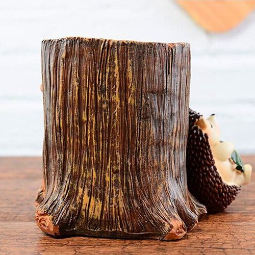 Yunpo Desk Pen Holder Cute Cartoon Little Hedgehog Resin Pen Holder Vase Pencil Pot Desktop Storage Case Office Desk Organizer