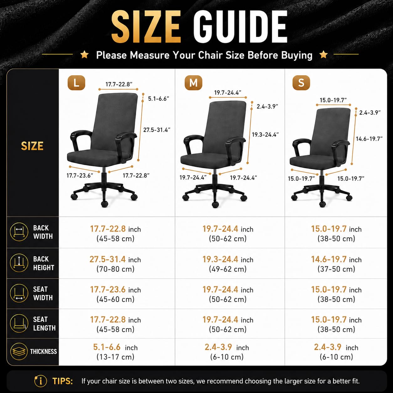 DIVA EN CAMINO DEC Stretchable Office Chair Cover with Durable Zipper, Soft Slipcover for Computer Desk Chair - Mid Gray