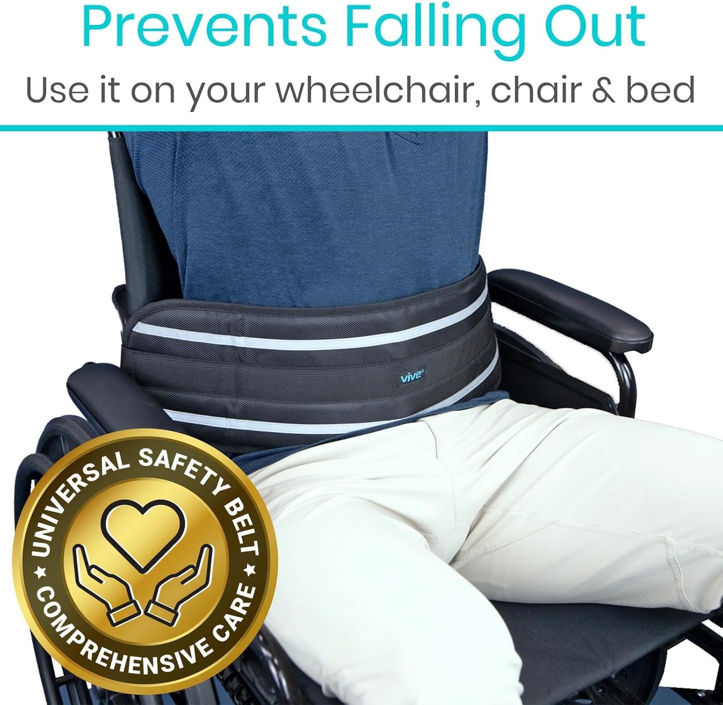 Vive Wheelchair Seatbelt - Adjustable Safety Harness for Elderly & Adults - Fall Prevention Restraint