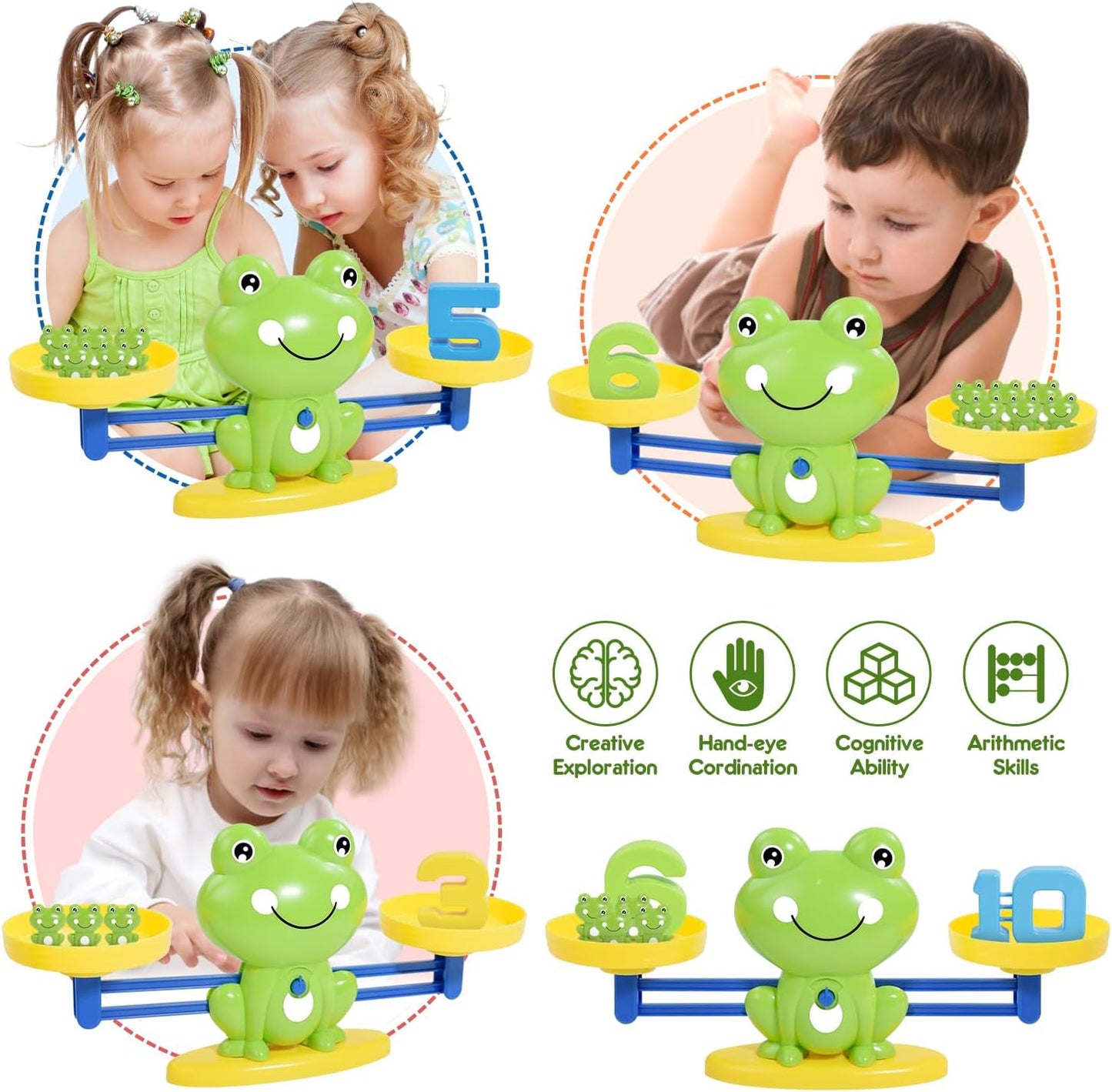 BAKAM Frog Balance Scale Toy - Montessori Math Game for Kids 5-7 | STEM Learning Activity for 3+ Years