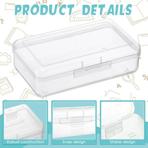 Patelai 30 Pcs Large Capacity Pencil Case Bulk Clear Hard Plastic Pencil Box Organizer with Snap Tight Lid Stackable Crayon Storage Box for Kids School Classroom Home Office 2 Style (Transparent)