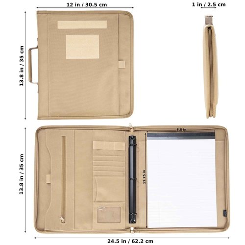 Tactical Portfolio Binder with Zippered, Large Detachable Tactical Padfolio Organizer for Men or Women, Refillable 3 Ring Planner Military Notebook Cover with Legal Pad for A4 Folder - Tactical Binder