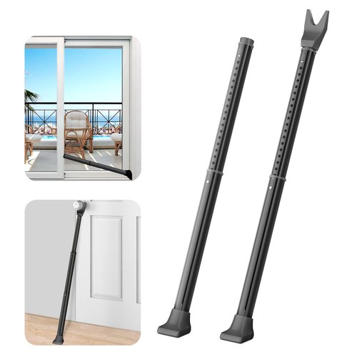 AceMining Upgraded Door Security Bar & Sliding Patio Bar, Heavy Duty Stoppers Adjustable Jammer for Home, Apartment, Travel (2 Pack,Black)