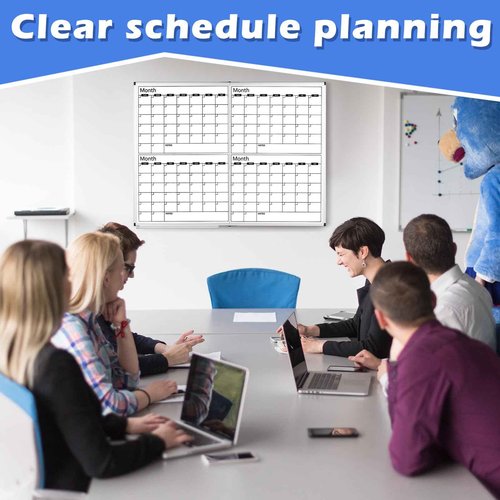 Lincia Large 48" x 36" Magnetic 4 Month Dry Erase Calendar White Board Foldable Whiteboard Calendar for Wall Mounted 2 in 1 Double Side Whiteboard with Dry Erase Board for Wall Office Home