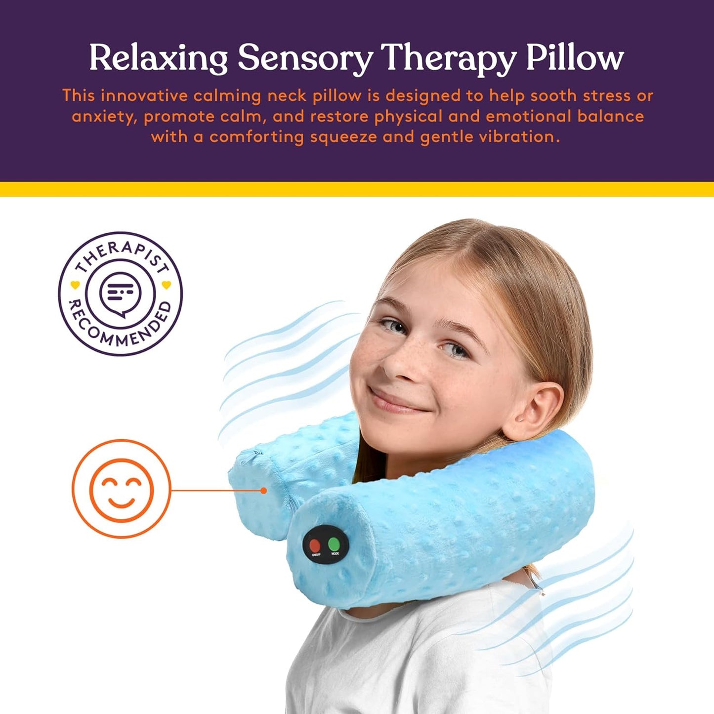 Special Supplies Sensory Vibrating Neck Pillow - Plush Velvet Soft Cover for Calming Relaxation | Blue