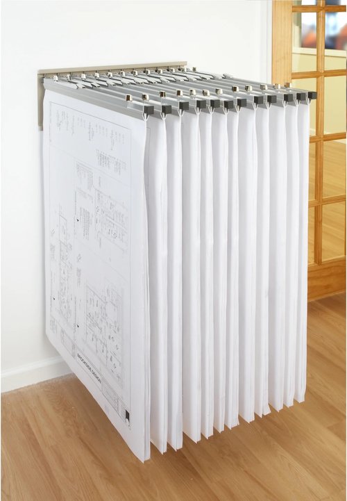 Brookside Design Wall Mounted Blueprint Storage Rack – Holds Up To 1200 Blueprints In 12 Pivot Hangers – Blueprint Hanging Rack, Heavy Duty - WRWH