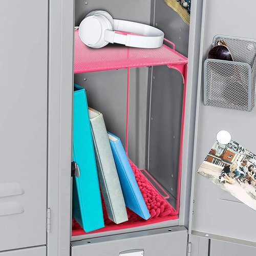 AUECOOME Locker Organizer Shelf and Locker Carpet 、locker accessories、Decorating Kit Suitable for School, Office、 Pink Locker Accessory for Girls Back to School Essentials(1, Pink)