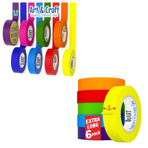 DEART 8 Pack Colored Masking Tape - Extra Large 0.6 Inch Width | 56 Yards Each Roll