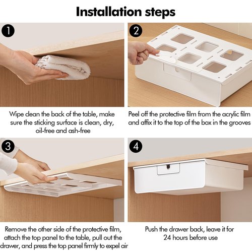 Poeland Under Desk Drawer Organizer, Under Table Slide Out Drawer with Small Drawer Compartment, Hidden Drawer Organizer for Office, Home